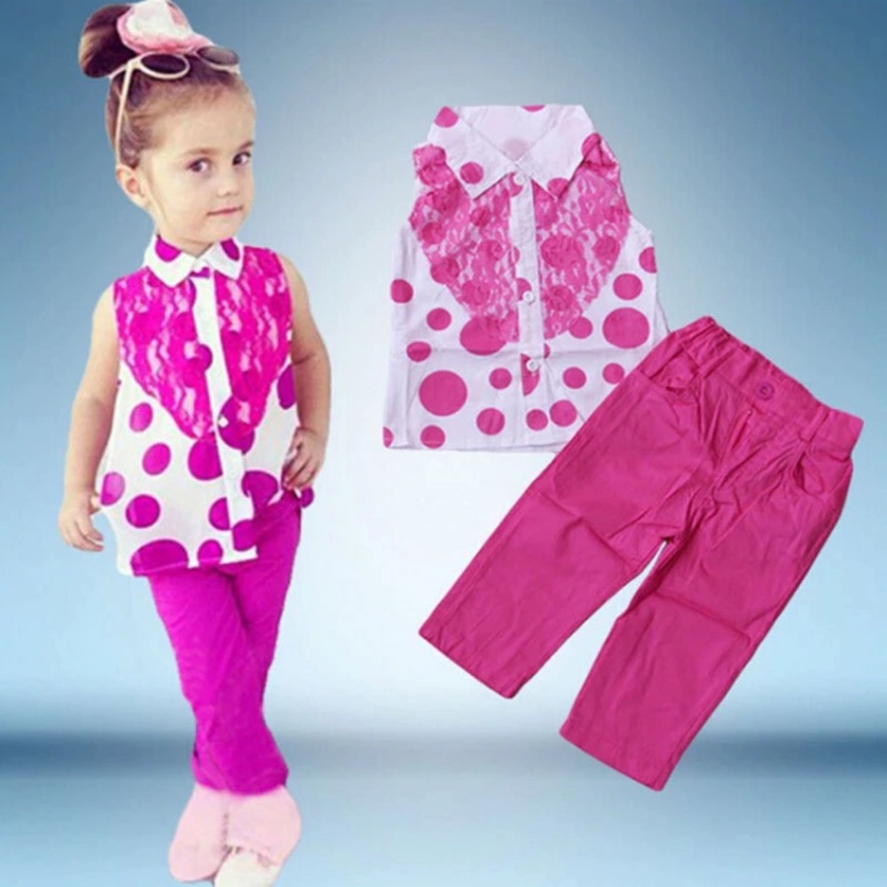 NWT Girls Cute Pink and White Polka Dot Set